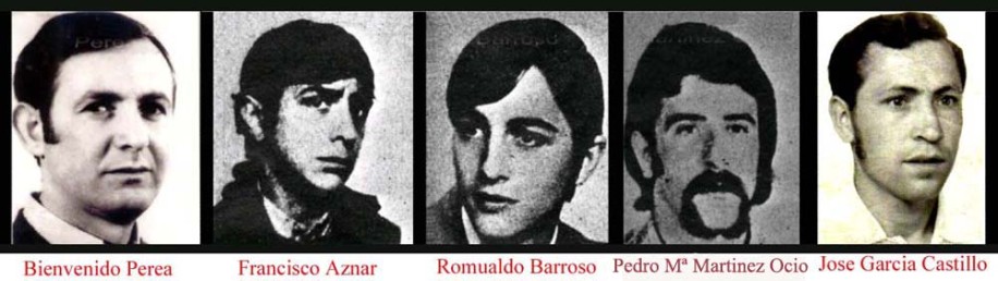 Fotografías de los cinco asesinados.