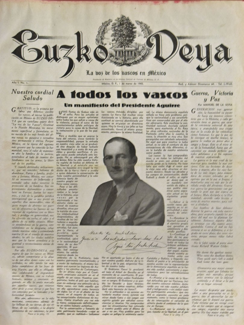 Primer número de Euzko Deya de México