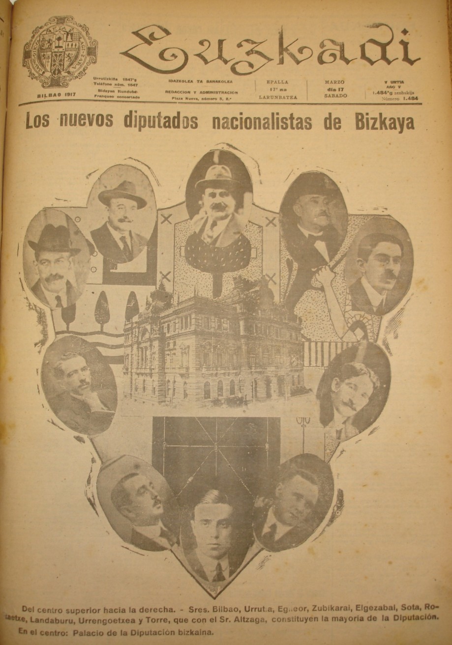 Portada del Euzkadi del 17 de marzo de 1917.